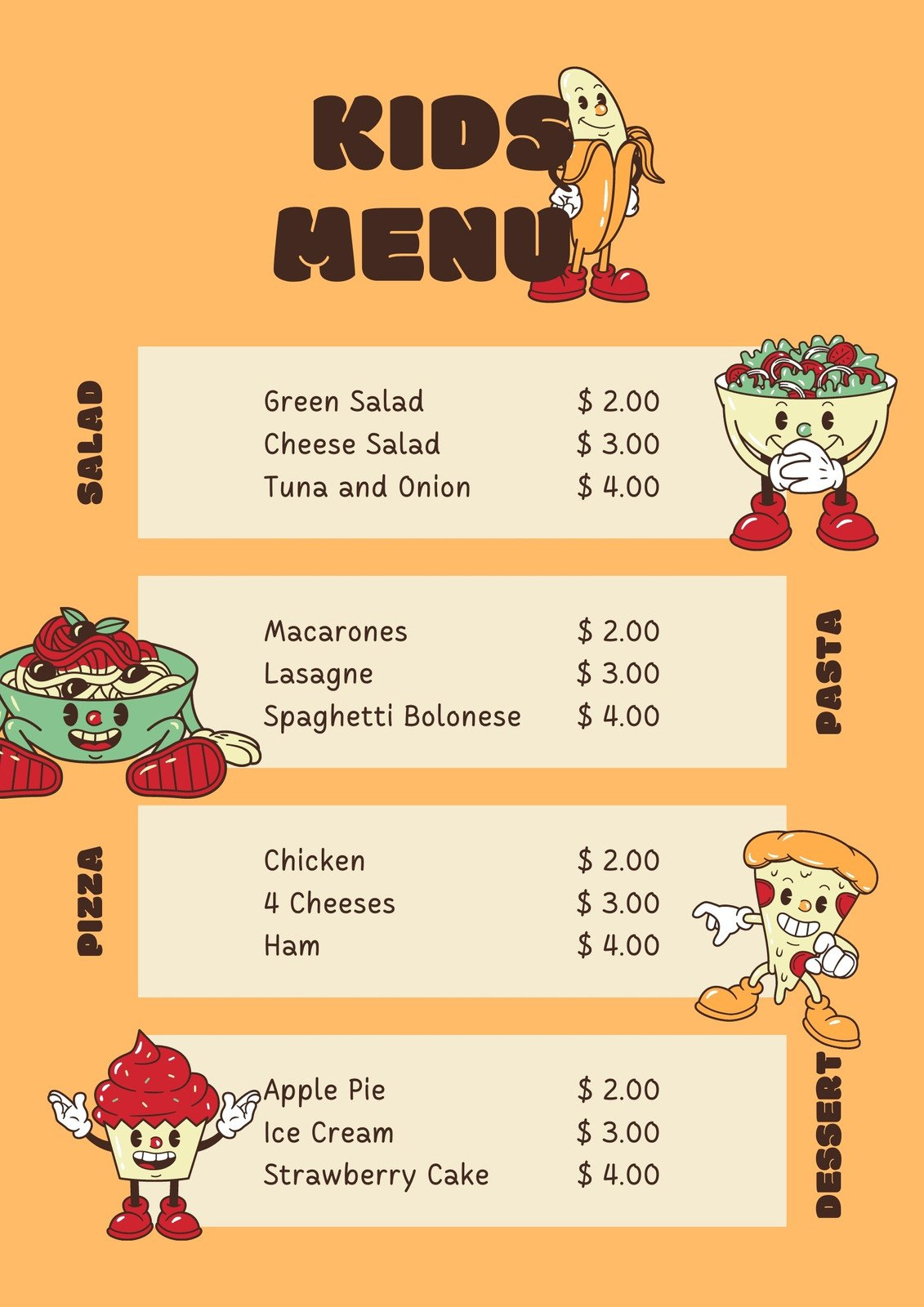 Free Printable, Customizable Kids Menu Templates | Canva inside Free Printable Daycare Menu Template