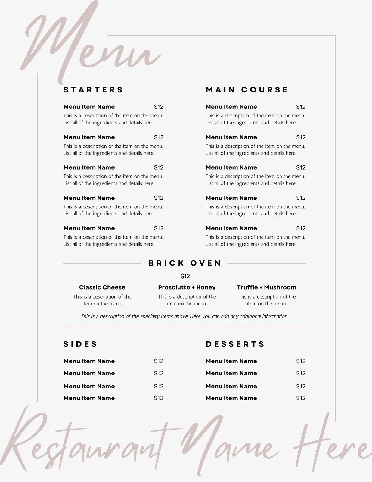 Free Printable, Customizable Lunch Menu Templates | Canva within Free Printable Cafe Menu Template