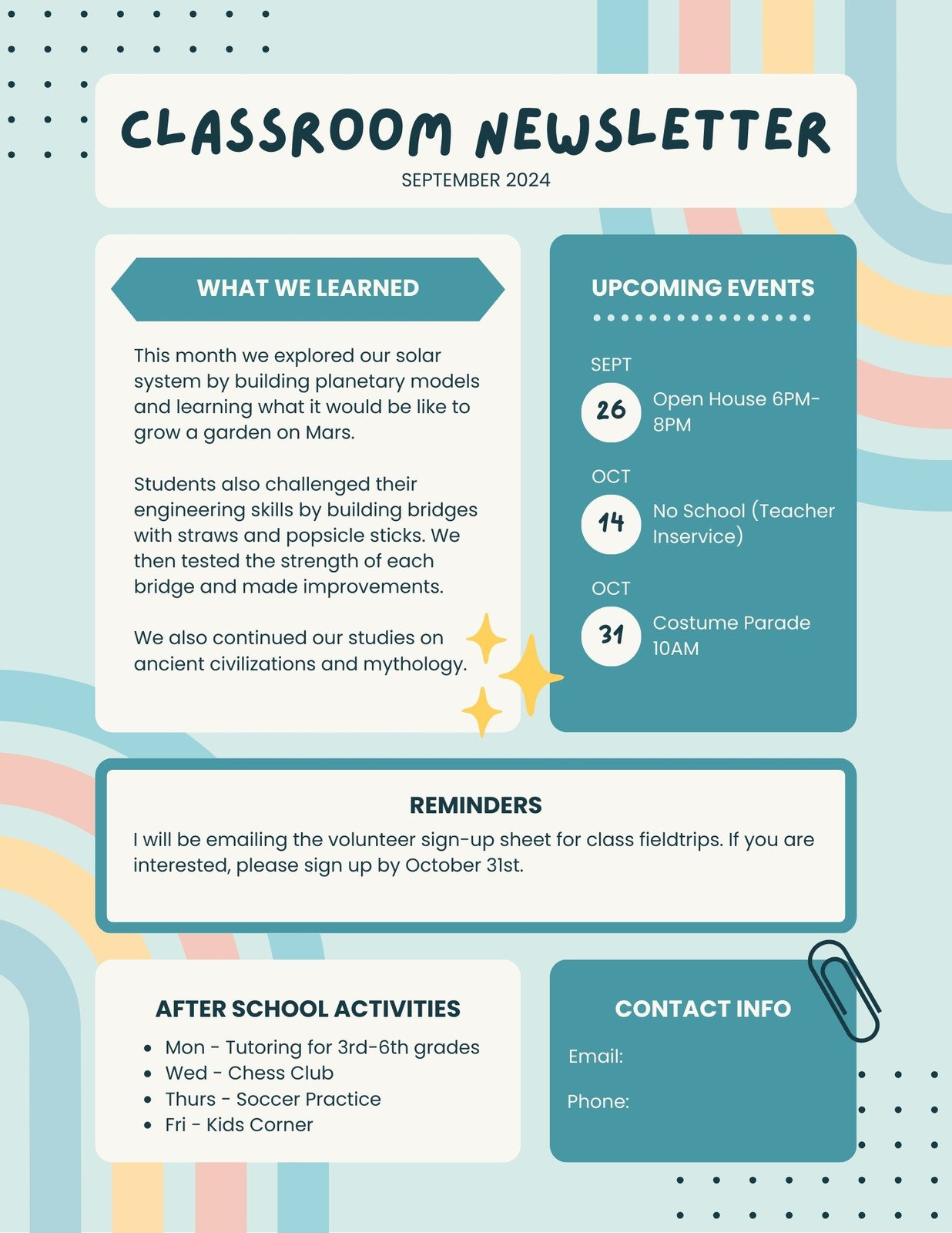 Free Printable, Customizable School Newsletter Templates | Canva within Free Printable Editable Newsletter Template