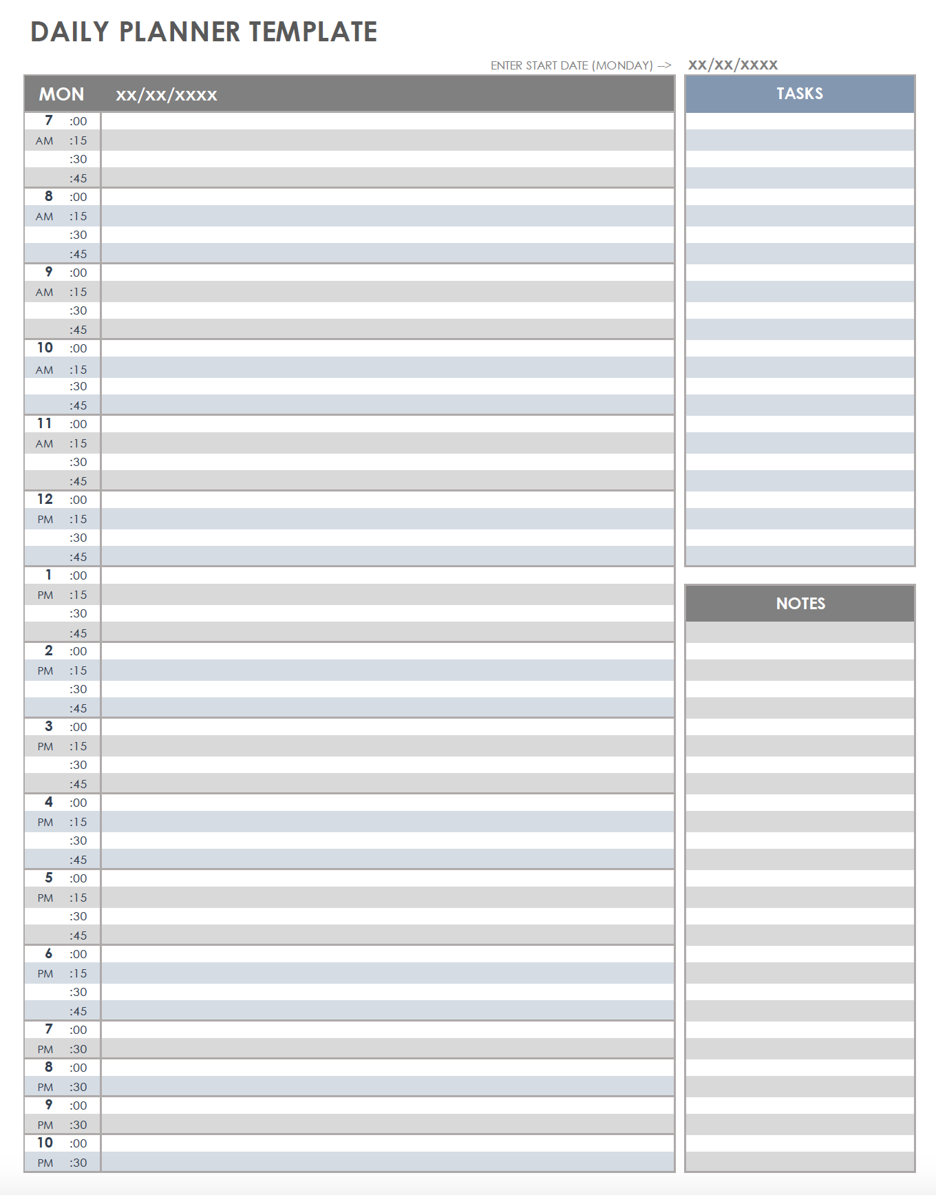 Free Printable Daily Calendar Templates | Smartsheet throughout Free Printable Daily Organizer Template