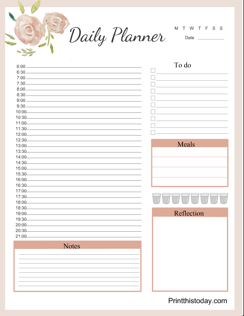 Free Printable Daily Planner Pages {Templates} intended for Free Printable Daily Journal Template