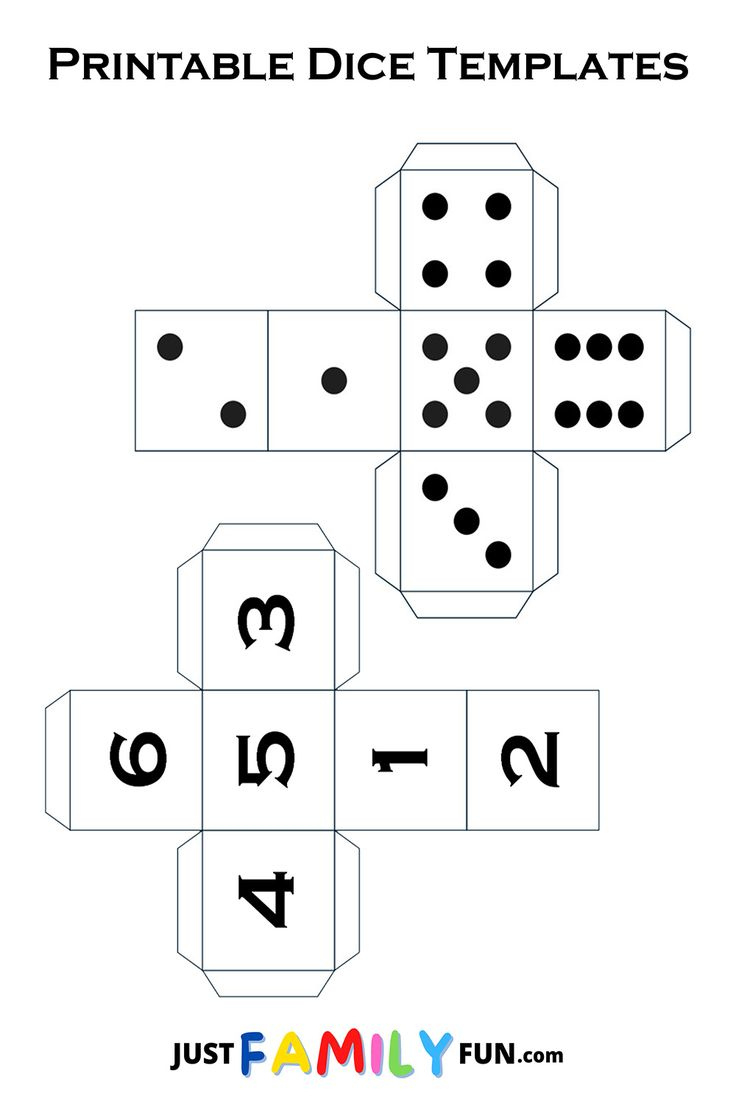 Free Printable Dice Template inside Free Printable Dice Template with Dots