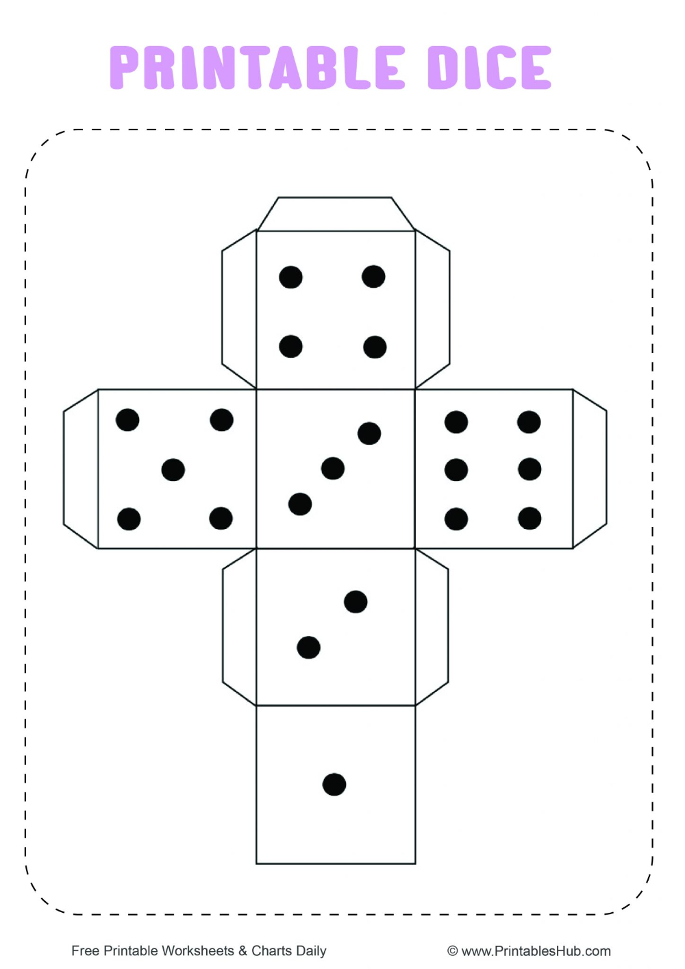 Free Printable Dice Template [Pdf] (Blank And With Dots throughout Free Printable Dice Template With Dots