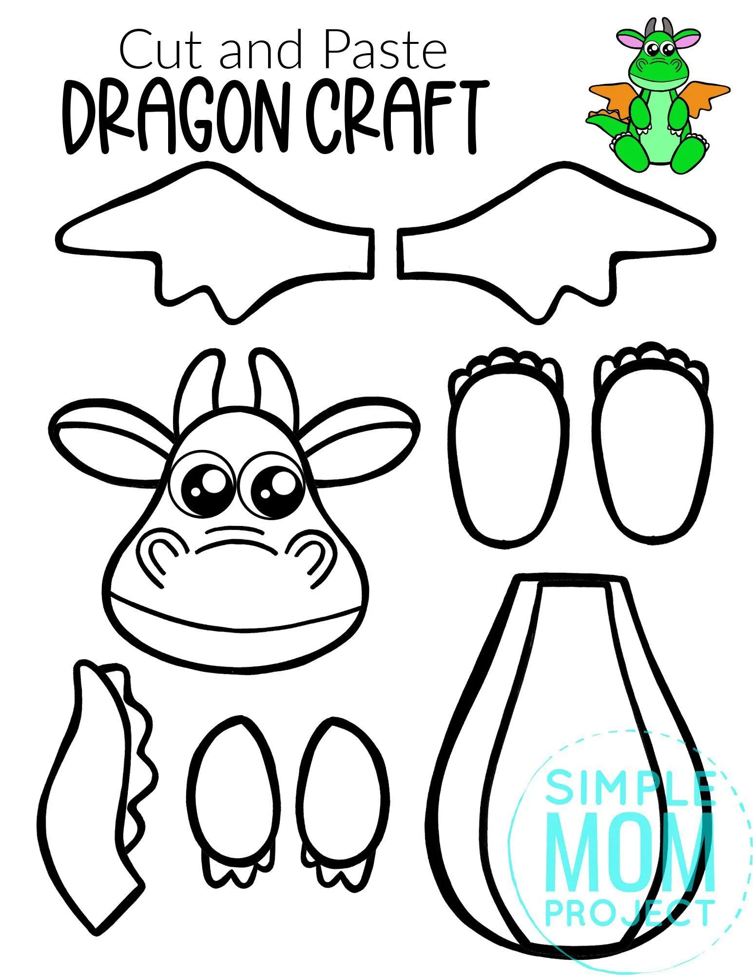 Free Printable Dragon Craft Template – Simple Mom Project within Free Printable Dragon Craft Template