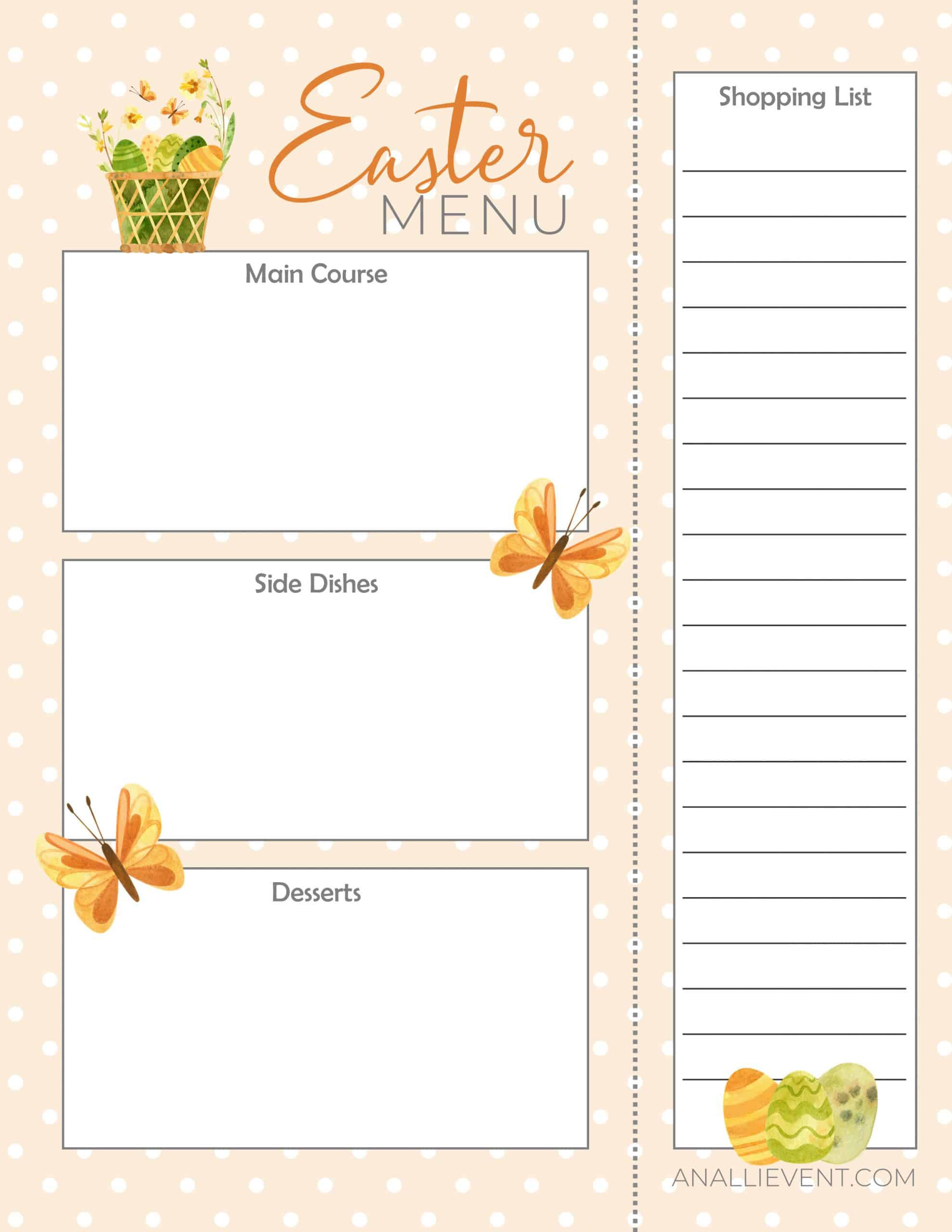 Free Printable Easter Menu Planner And Recipes - An Alli Event throughout Free Printable Easter Menu Template