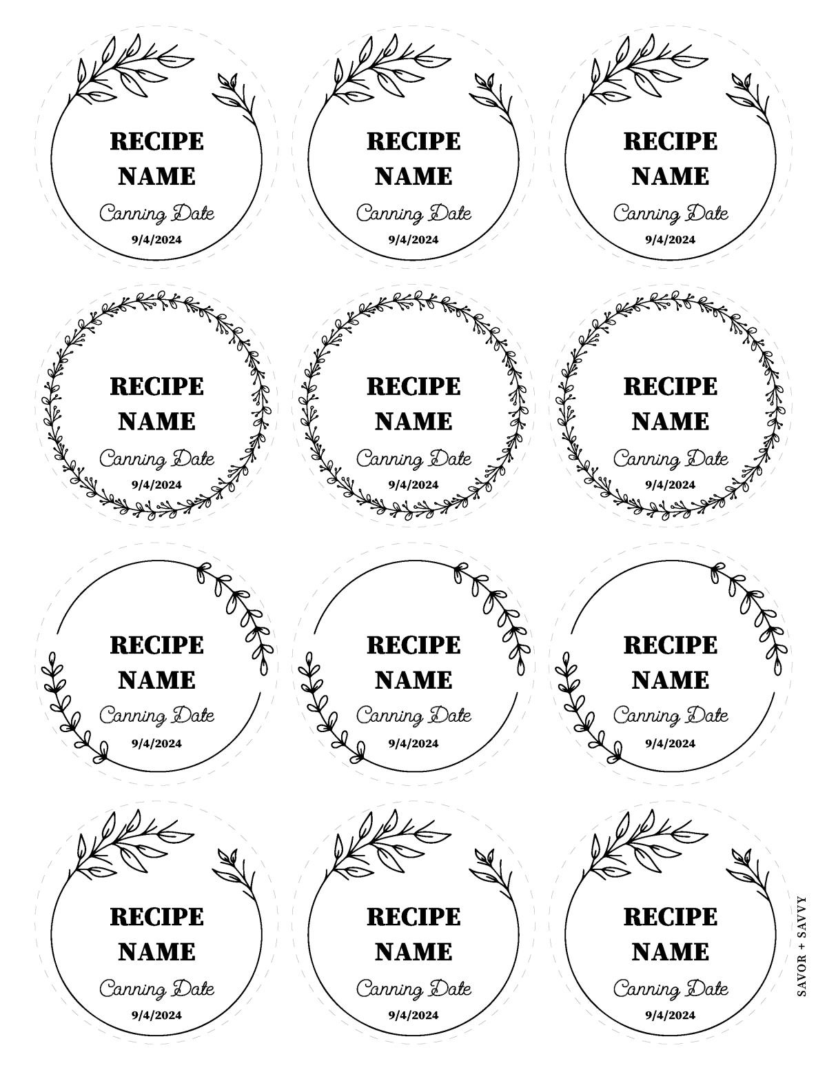 Canning Label Templates Canning Label Templates
