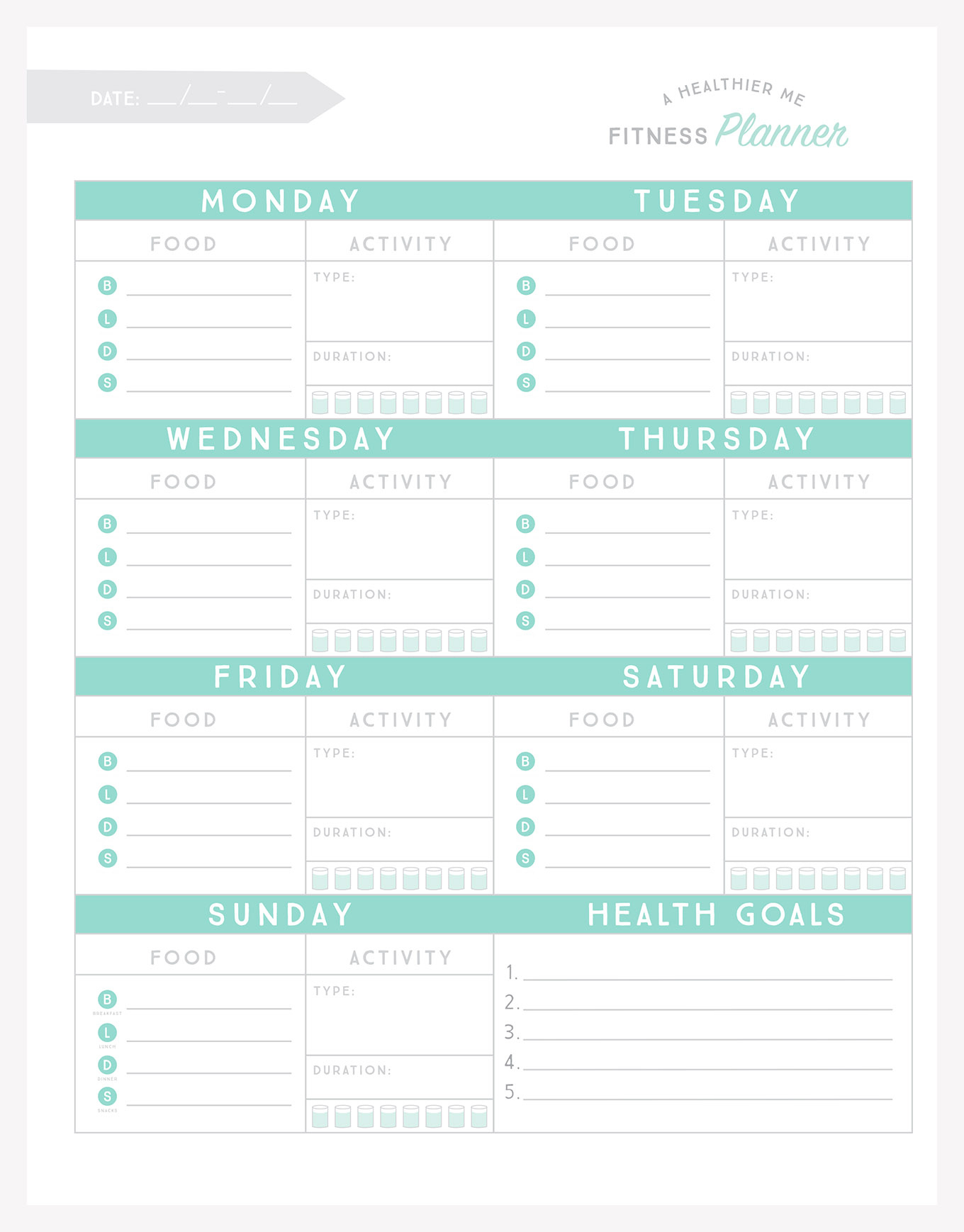 Free Printable Fitness Planner inside Free Printable Fitness Journal Template