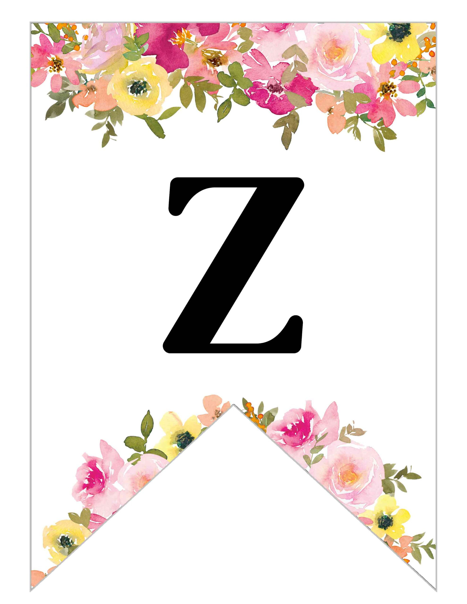 Free Printable Floral Alphabet Banner Letters - Lovely Planner inside Free Printable Alphabet Banner Template