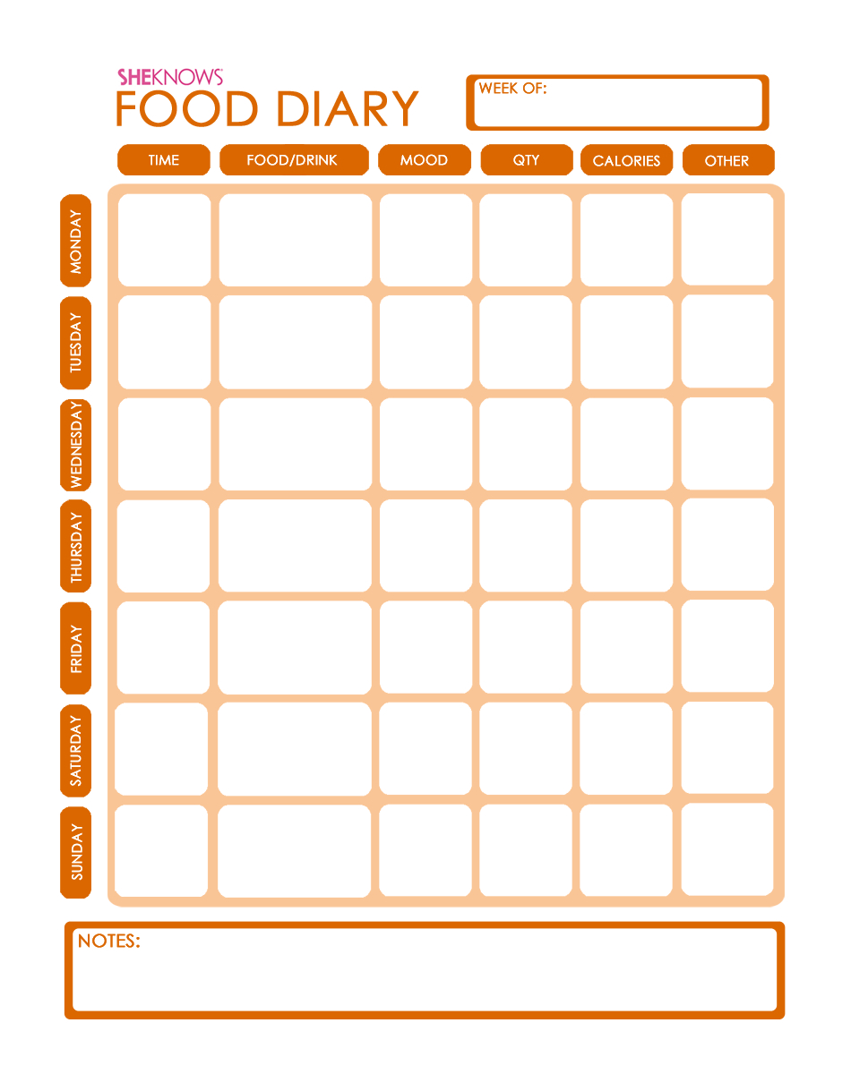 Free Printable Food Diary Template inside Free Printable Food Diary Template