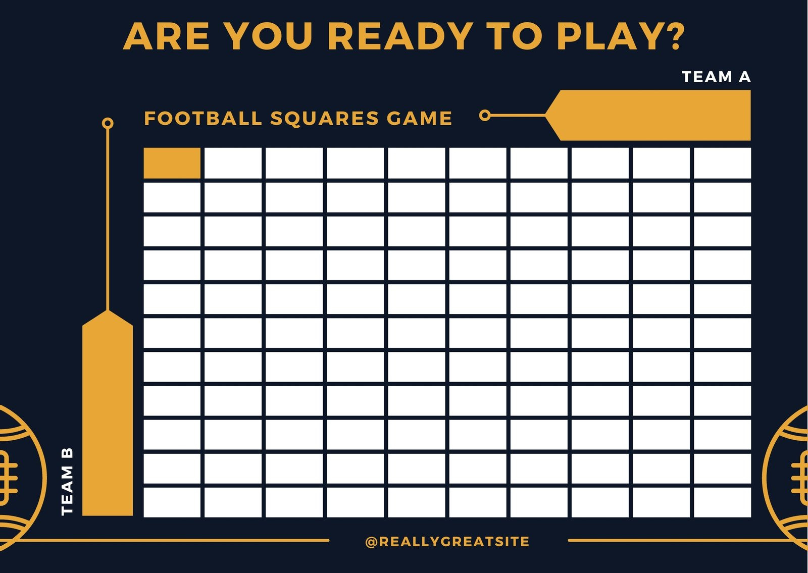 Free Printable Football Squares Game Card Templates | Canva throughout Free Printable Football Square Template