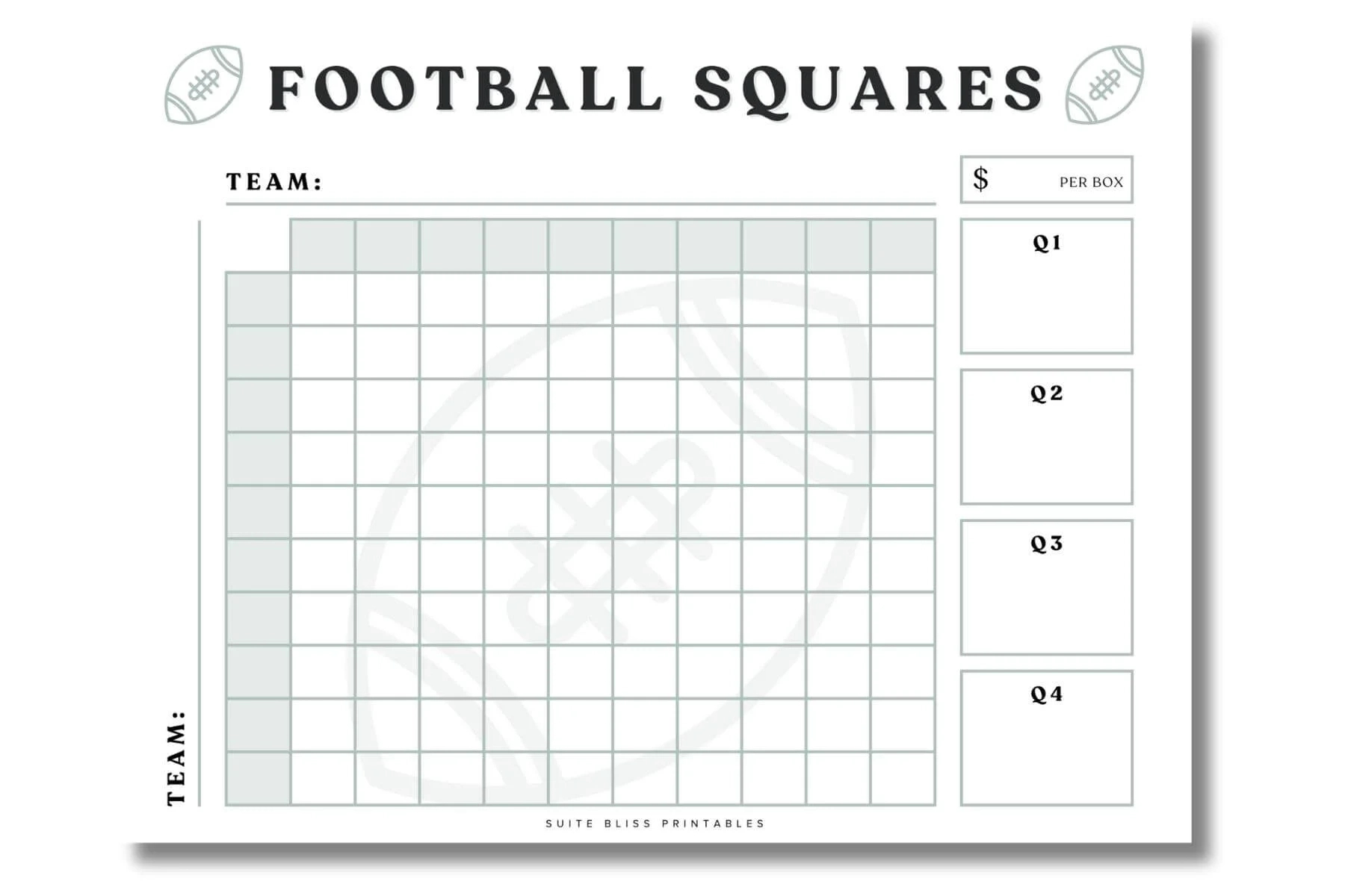 Free Printable Football Squares Pdf For Game Day Fun! pertaining to Free Printable Football Square Template
