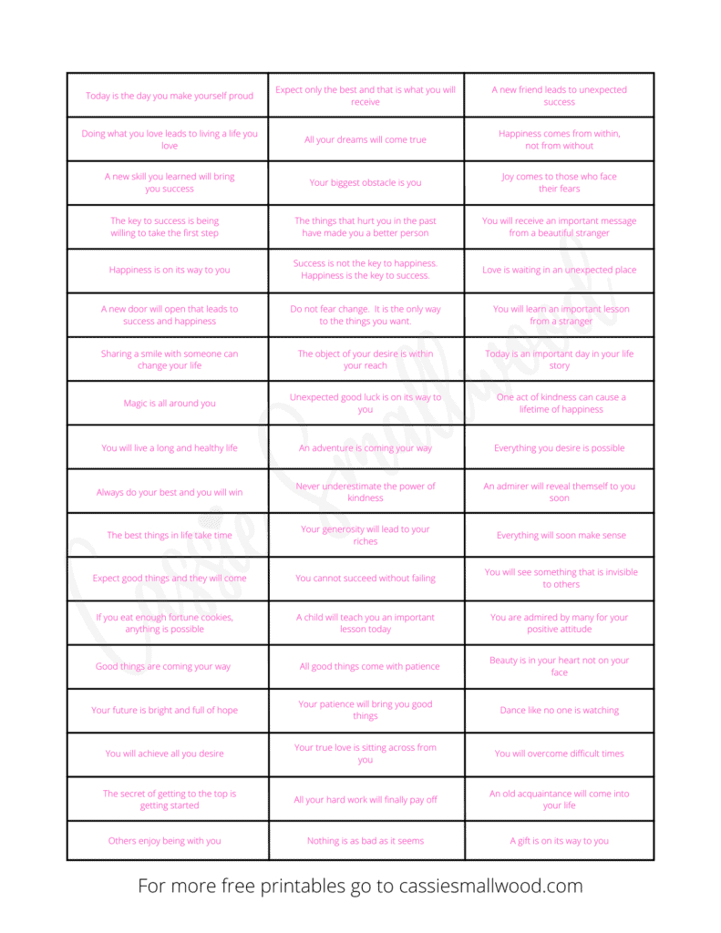 Free Printable Fortune Cookie Messages And Sayings - Cassie Smallwood for Free Printable Fortune Cookie Template