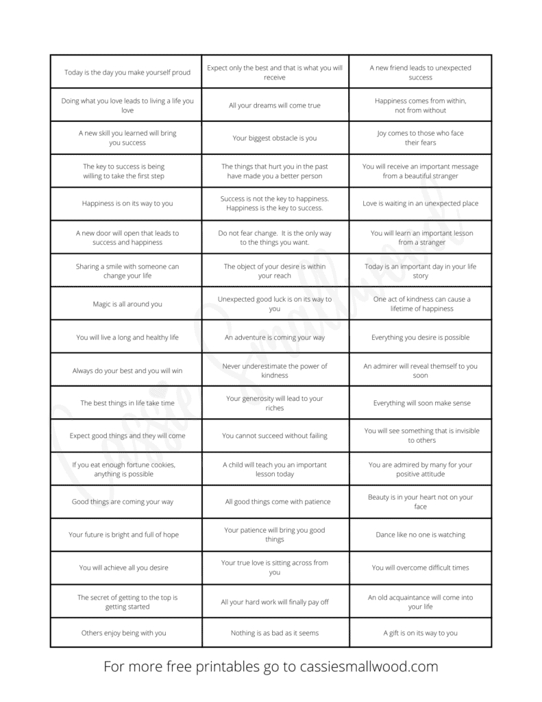 Free Printable Fortune Cookie Messages And Sayings - Cassie Smallwood for Free Printable Fortune Cookie Template