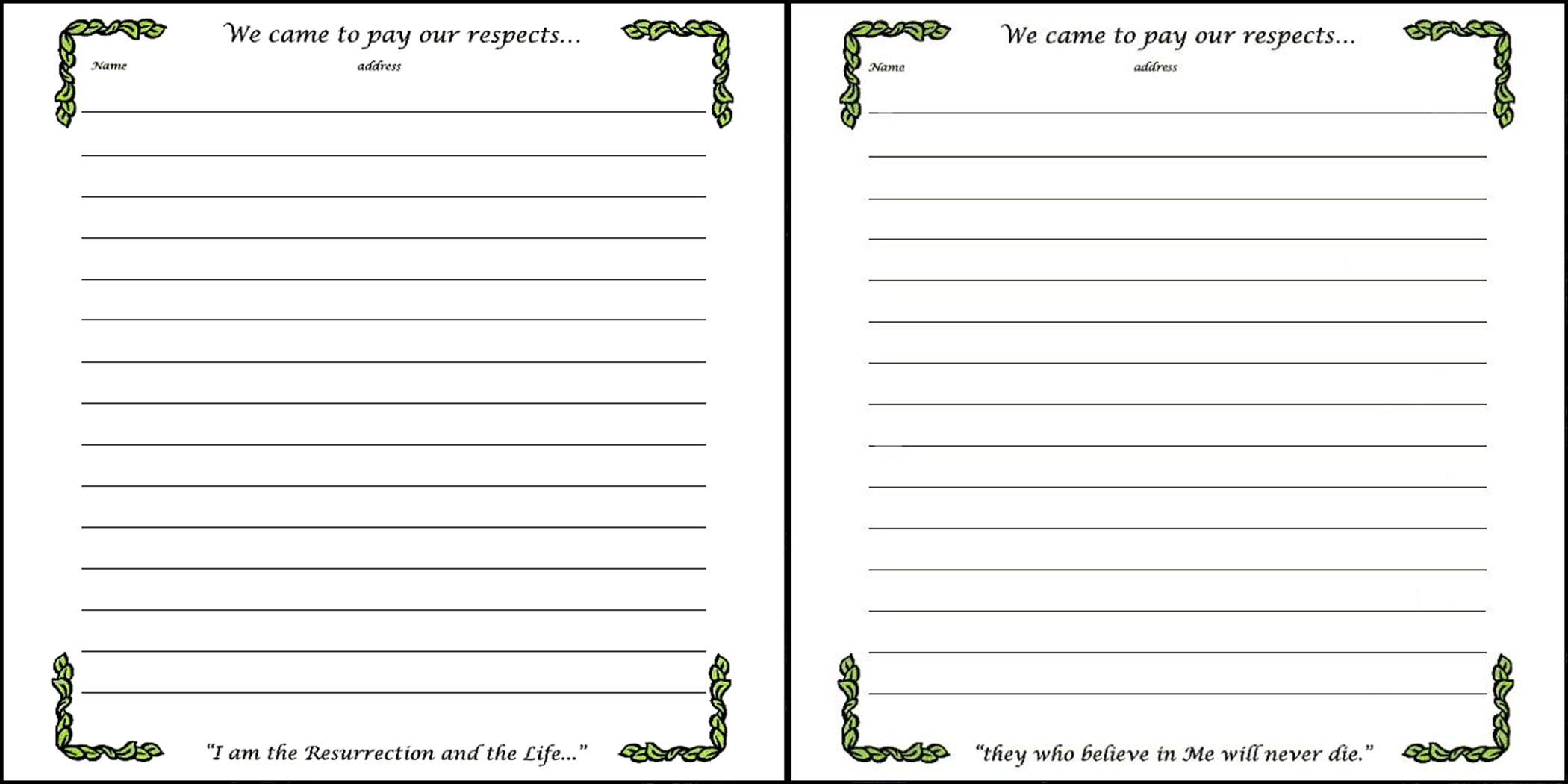 Free Printable Funeral Guest Book Template regarding Free Printable Funeral Guest Book Template