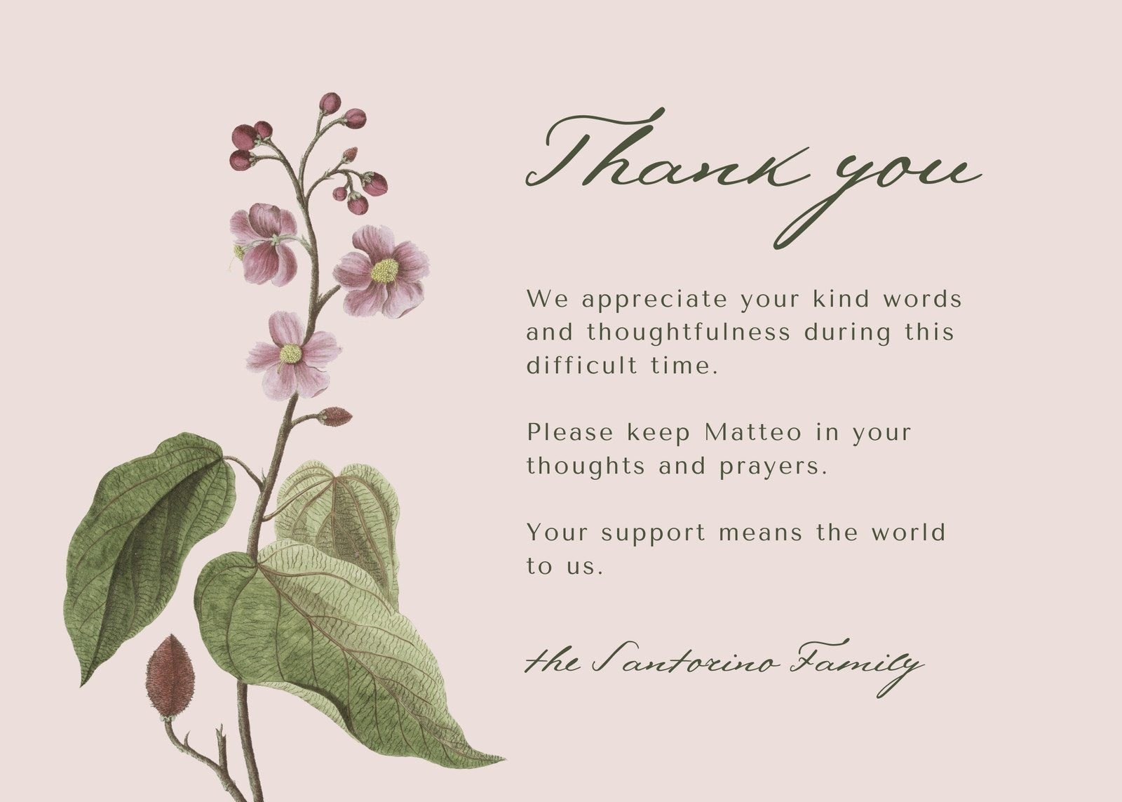 Free, Printable Funeral Thank You Card Templates To Customize | Canva with Free Printable Funeral Thank You Card Template