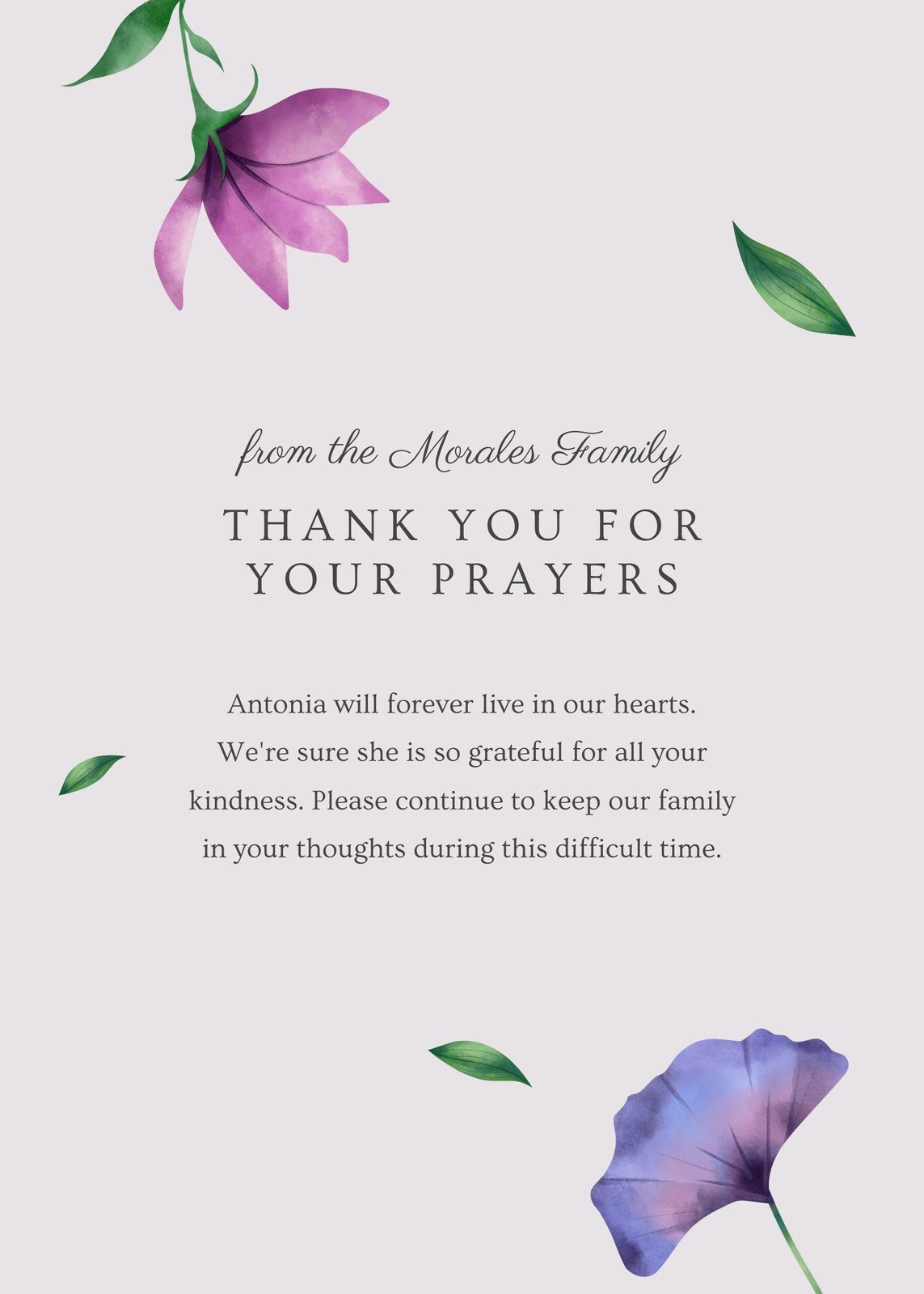Free, Printable Funeral Thank You Card Templates To Customize | Canva within Free Printable Funeral Thank You Card Template