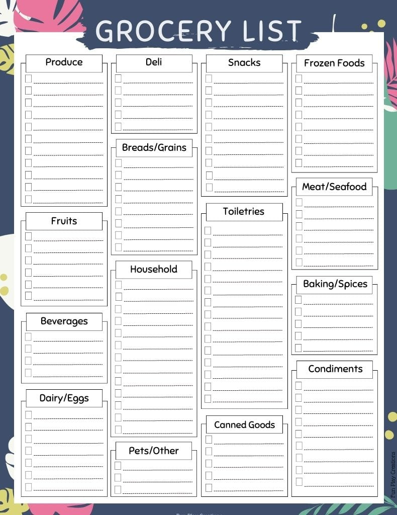 Free Printable Grocery List Templates intended for Free Printable Blank Grocery List Template