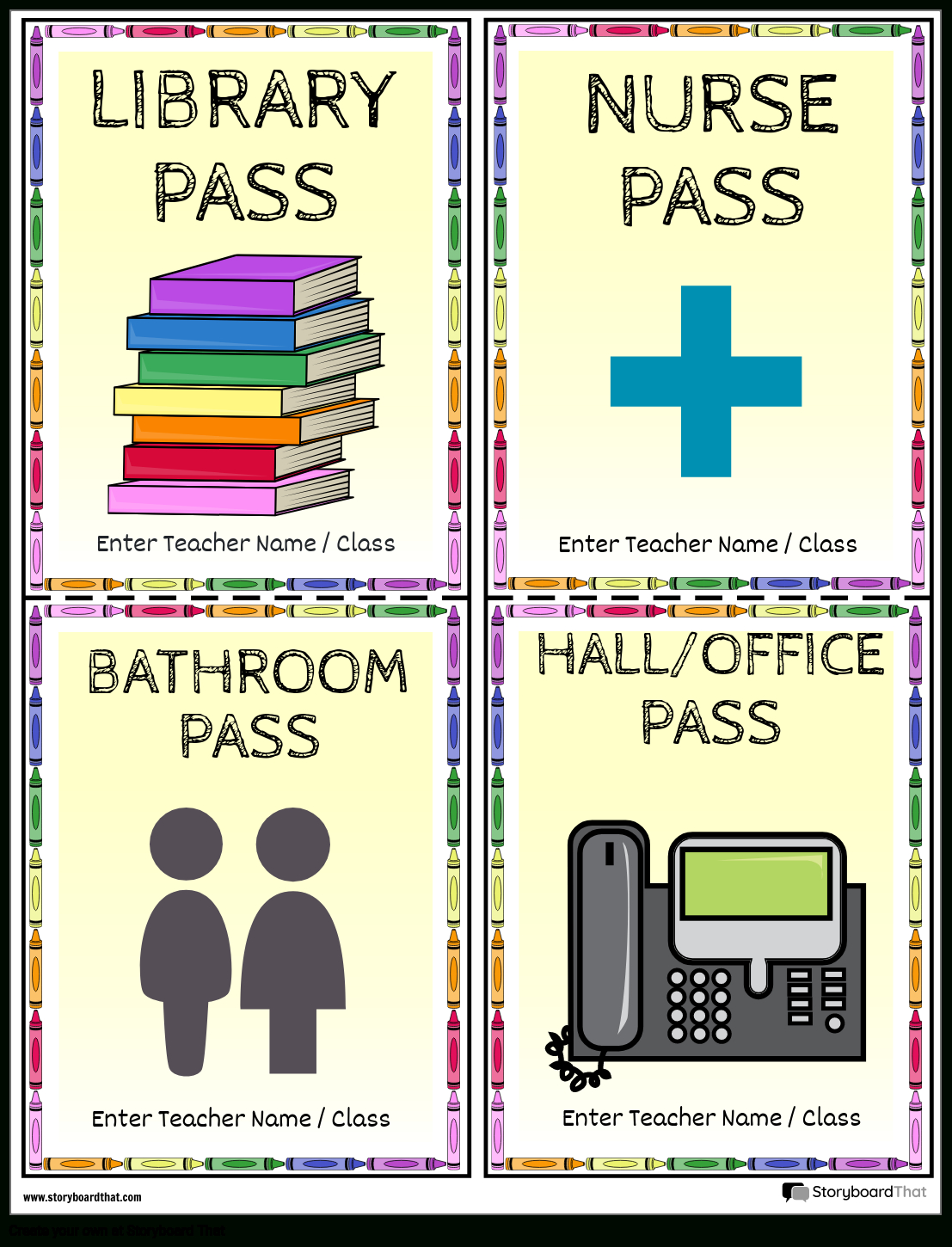 Free Printable Hall Passes | Storyboardthat for Free Printable Bathroom Pass Template