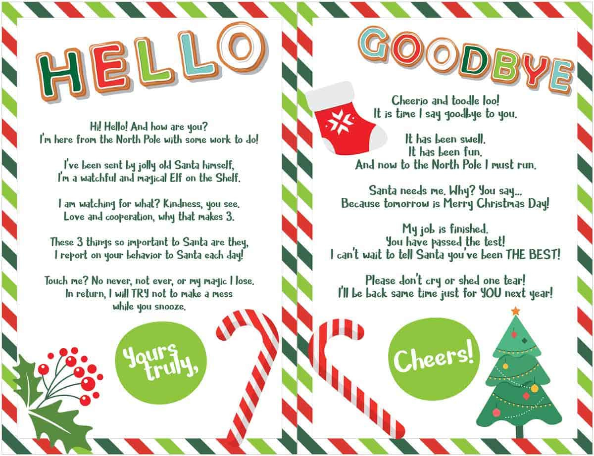 Free Printable Hello And Goodbye Elf Letters | Skip To My Lou regarding Free Printable Elf on the Shelf Letter Template