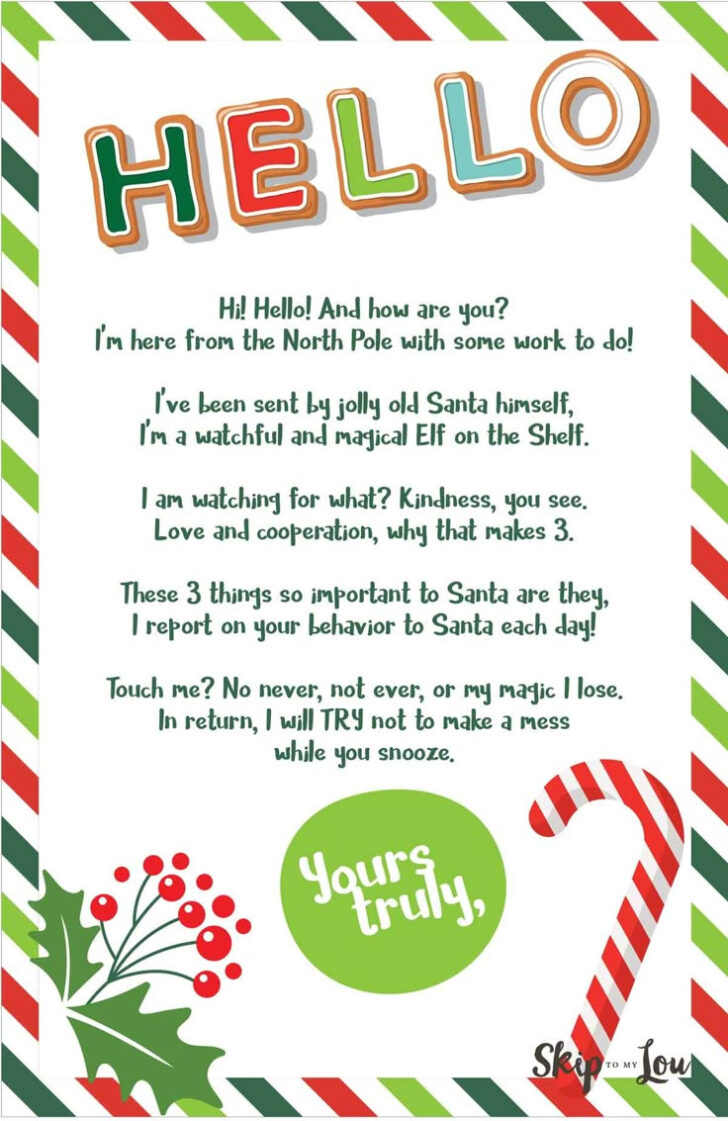 Free Printable Elf on the Shelf Arrival Letter Template