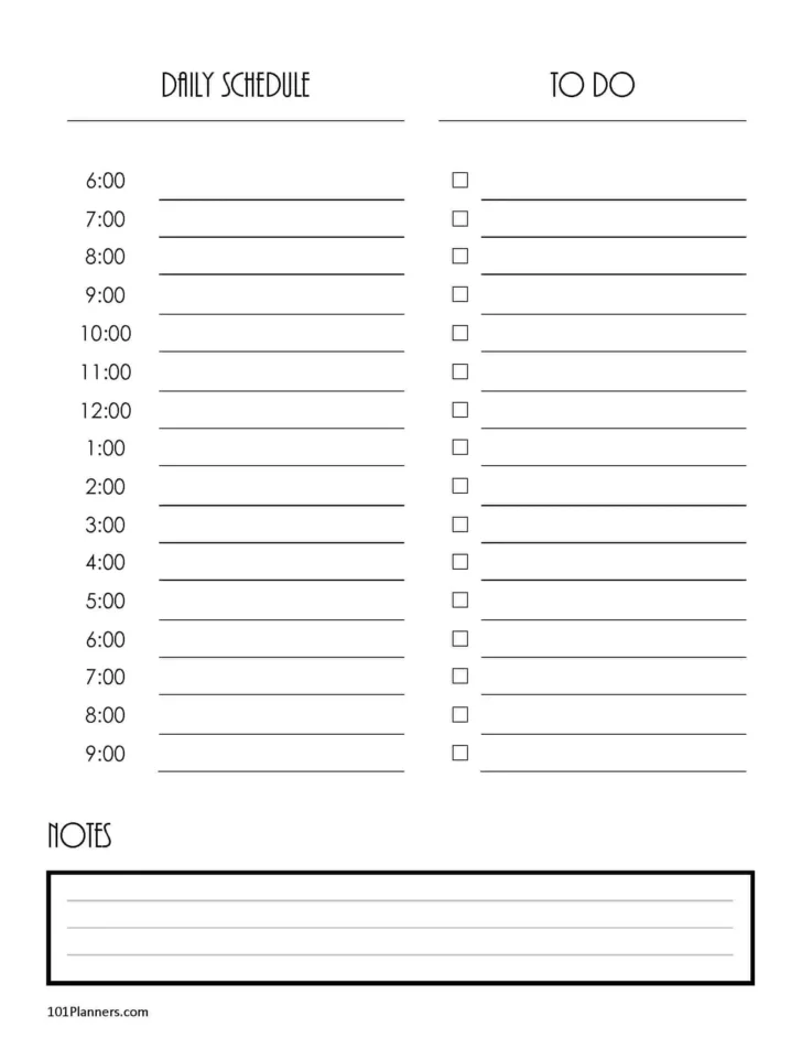 Free Printable Daily Hourly Schedule Template