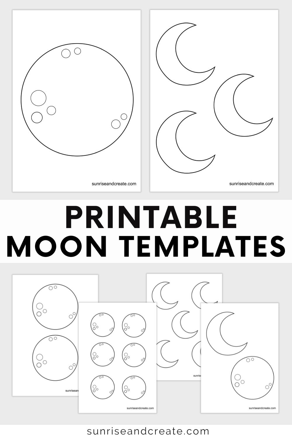 Free Printable Moon Templates (Crescent &amp;amp; Full Moons) in Free Printable Crescent Moon Template