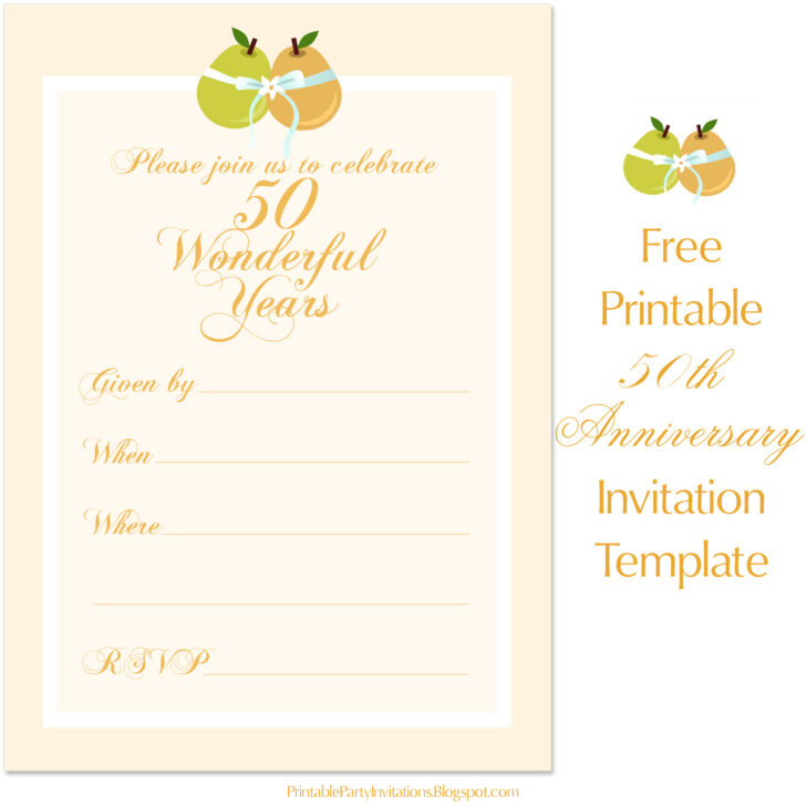 Free Printable 50th Anniversary Invitation Template