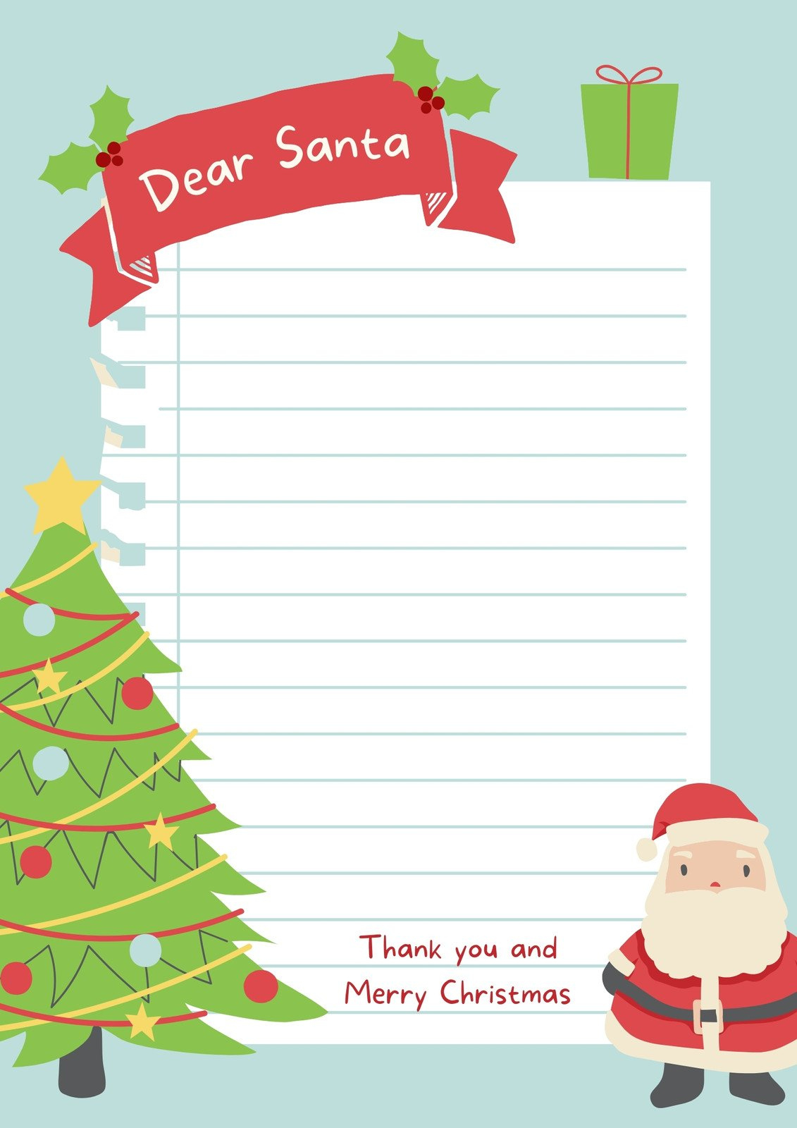 Free Printable Santa Letter Templates You Can Customize | Canva with Free Printable Blank Santa Letter Template