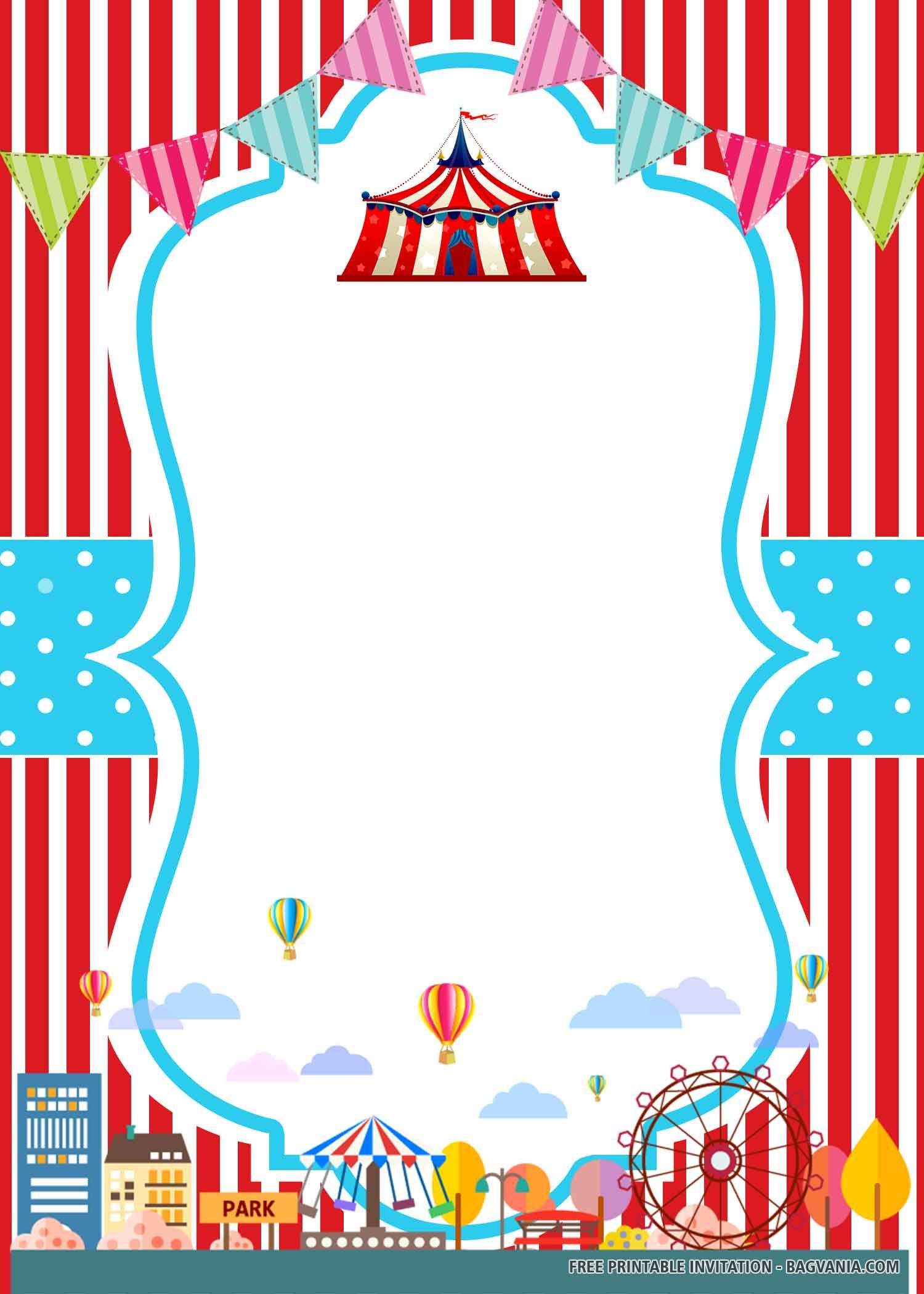 Free Printable) – Stripes Circus Birthday Invitation Templates with Free Printable Circus Invitation Template