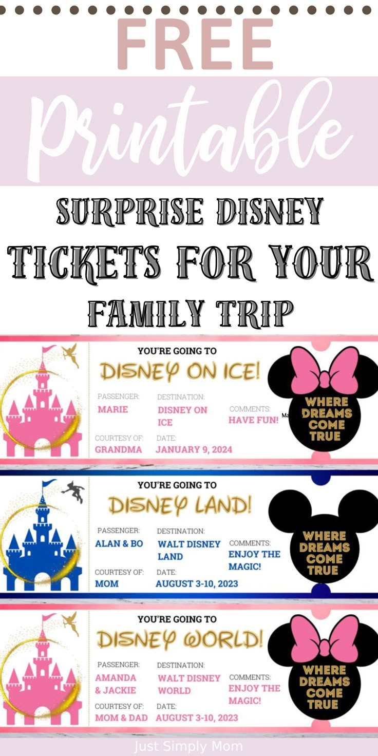 Free Printable Surprise Disney Tickets inside Free Printable Disney Ticket Template