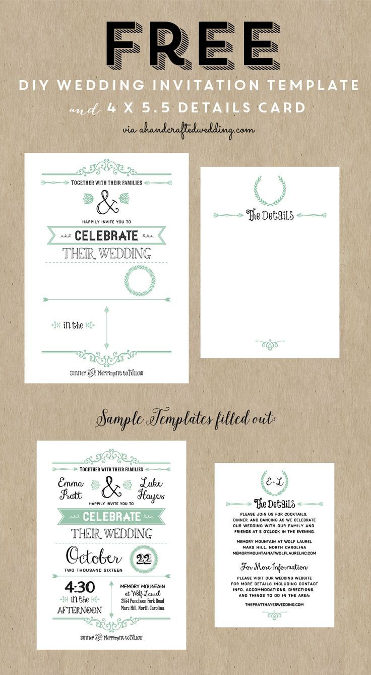 Free Printable Wedding Invitation Template throughout Free Printable DIY Wedding Invitations Template