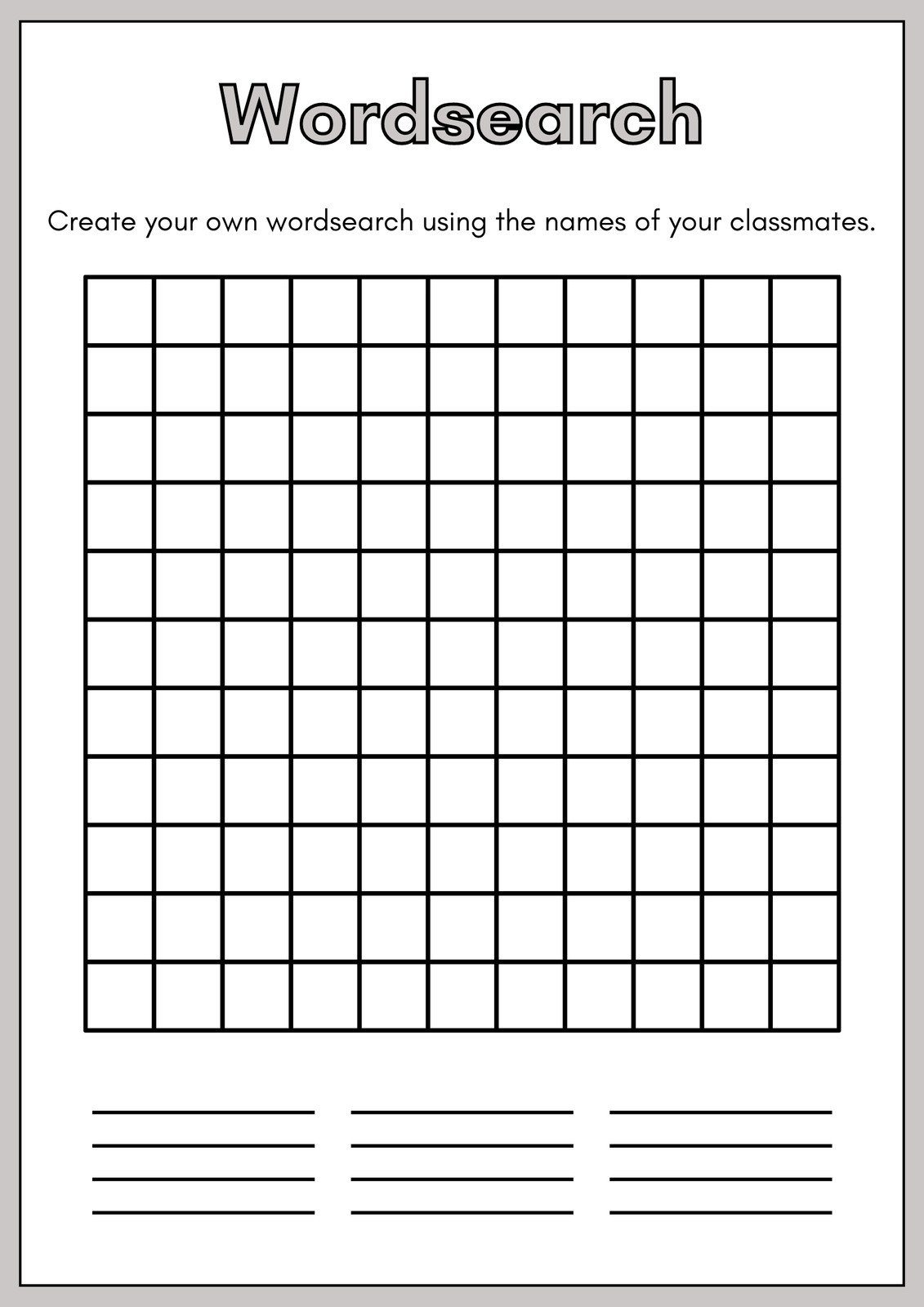 Free Printable Word Search Worksheet Templates | Canva throughout Free Printable Blank Search Template