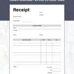 Free Receipt Template   Etsy Uk With Regard To Free Printable Cash Receipt Template Uk