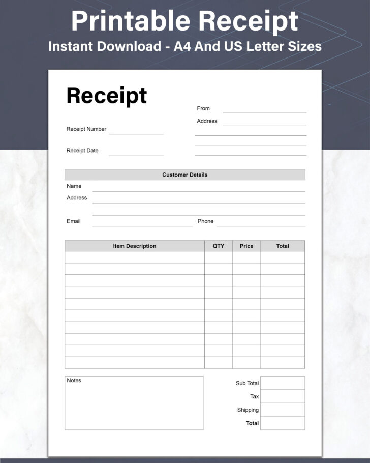 Free Printable Cash Receipt Template Uk