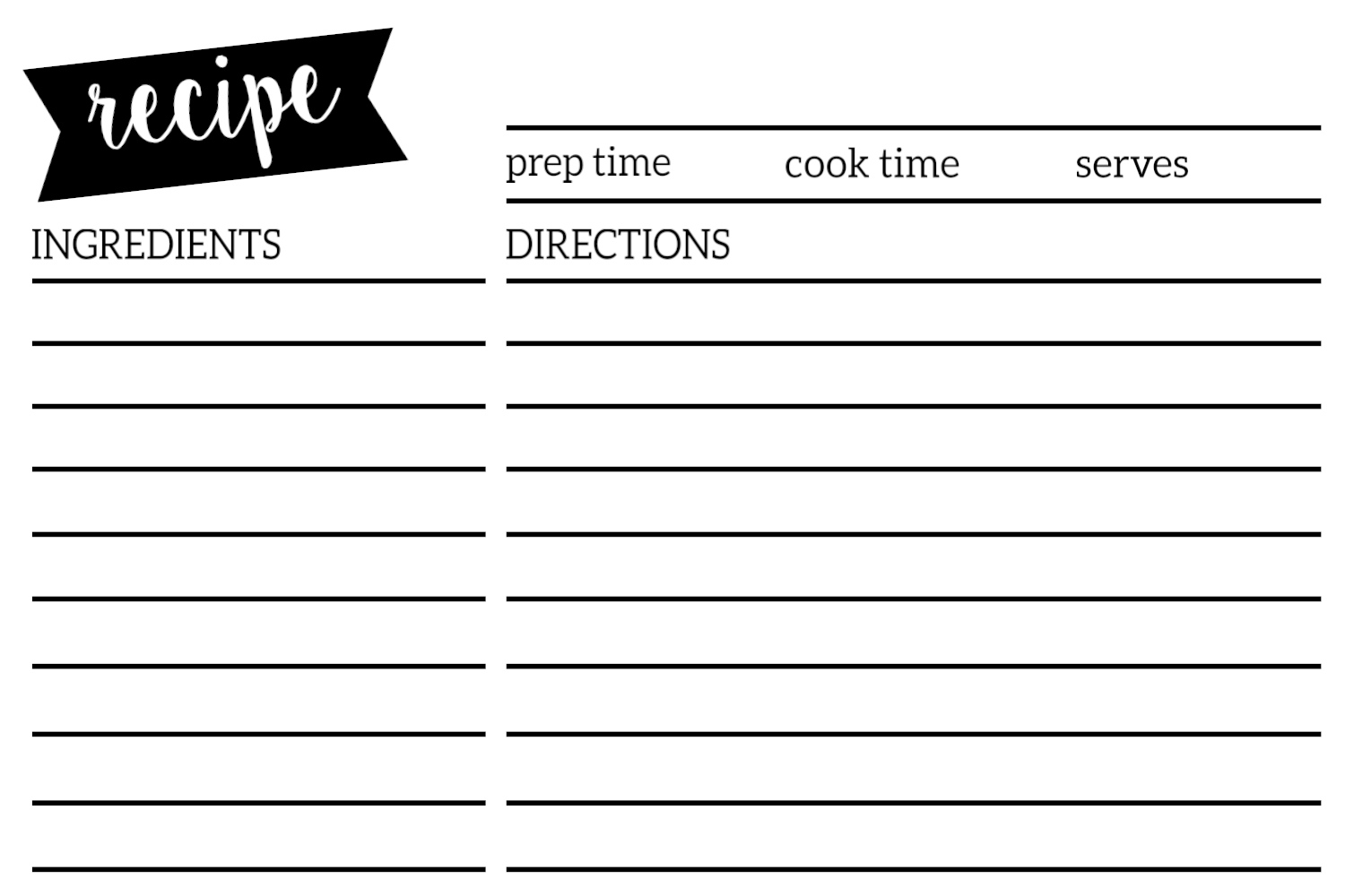 Free Recipe Card Template Printable - Paper Trail Design throughout Free Printable 4x6 Recipe Card Template