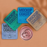 Free Rounded Square Coaster Mockup | Mockuptree Within Free Printable Drink Coaster Template