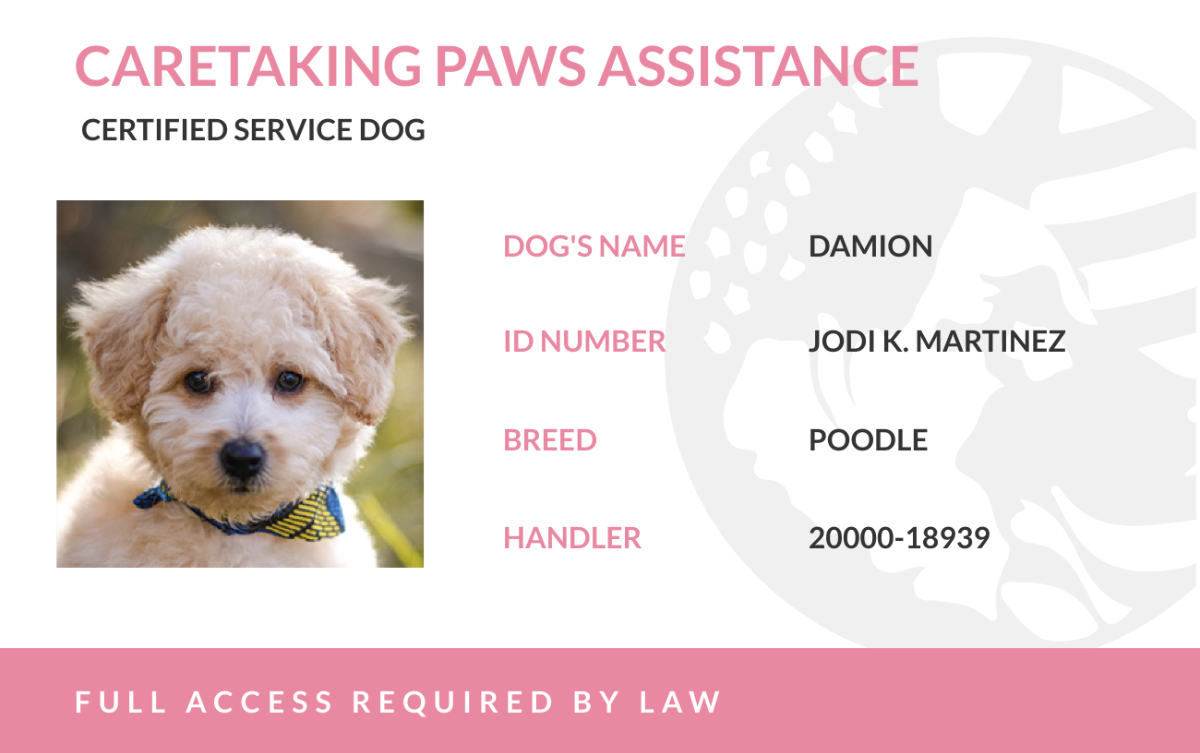 Free Service Dog Id Card Templates, Editable And Printable with Free Printable Esa Dog ID Card Template