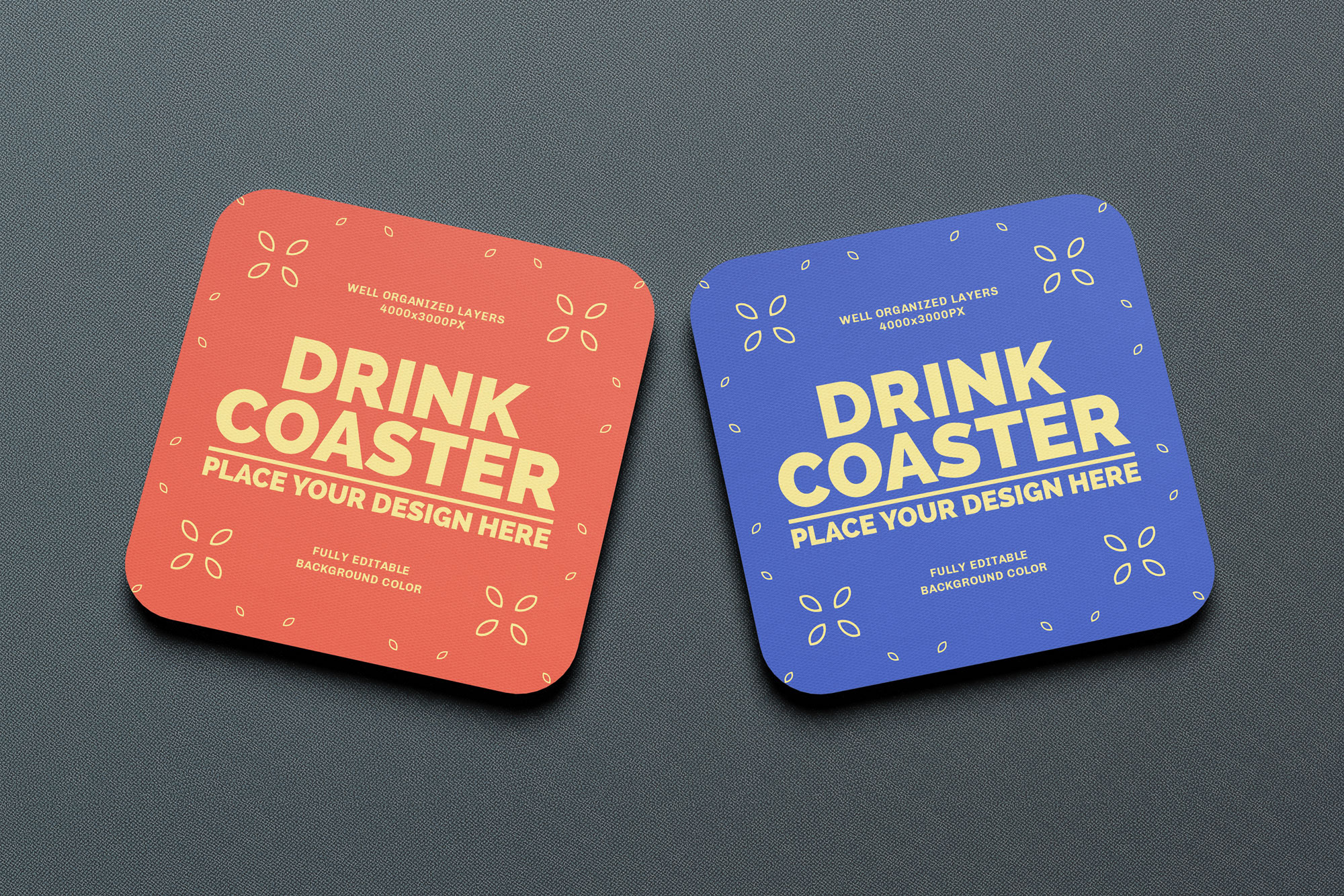 Free Square Drink Coaster Mockup| Mockuptree with Free Printable Drink Coaster Template