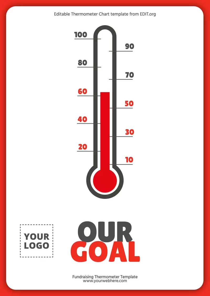 Free Thermometer Goal Tracker Templates within Free Printable Fundraising Thermometer Template