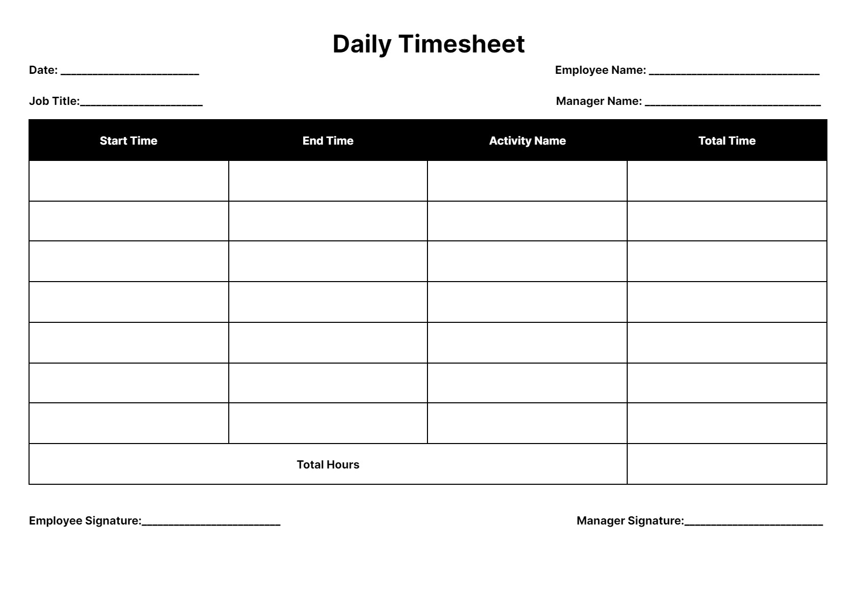 Free Timesheet Templates: Download Daily, Weekly, And Monthly Time intended for Free Printable Employee Timesheet Template