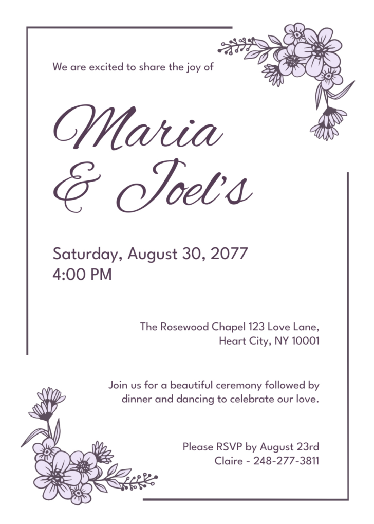 Free Printable DIY Wedding Invitations Template