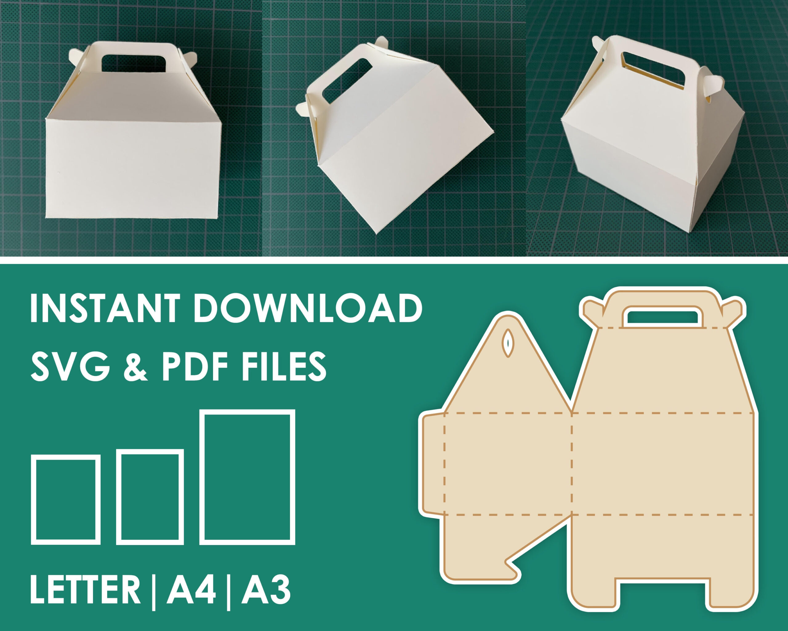 Gable Box Template Svg, Pdf, 8.5X11, A4, A3 Sheet Instant Download with regard to Free Printable Gable Box Template