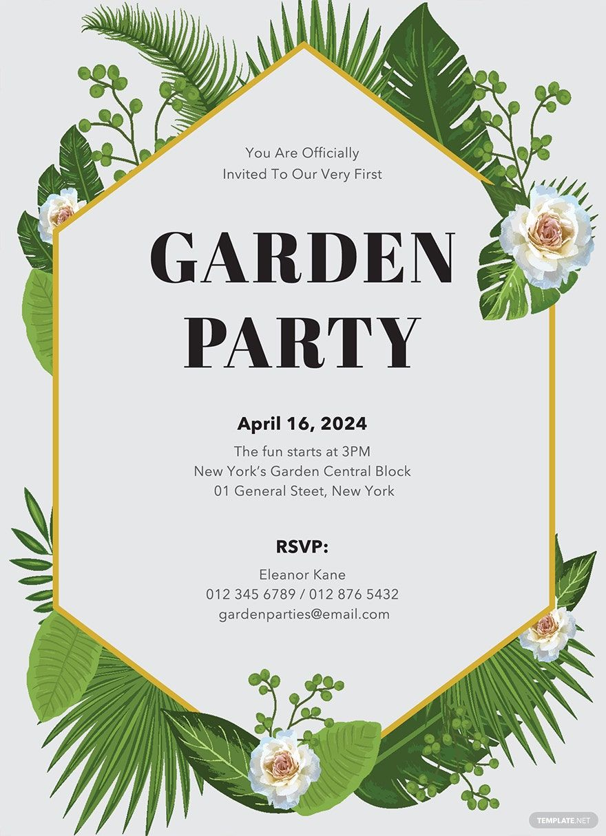 Garden Party Invitation Template In Word, Publisher, Psd throughout Free Printable Garden Party Invitation Template