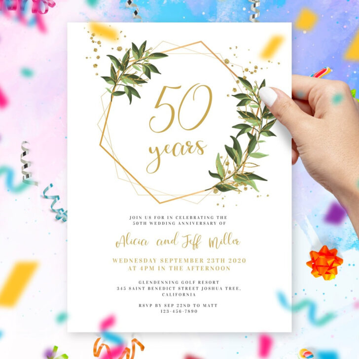 Free Printable 50th Wedding Anniversary Invitation Template