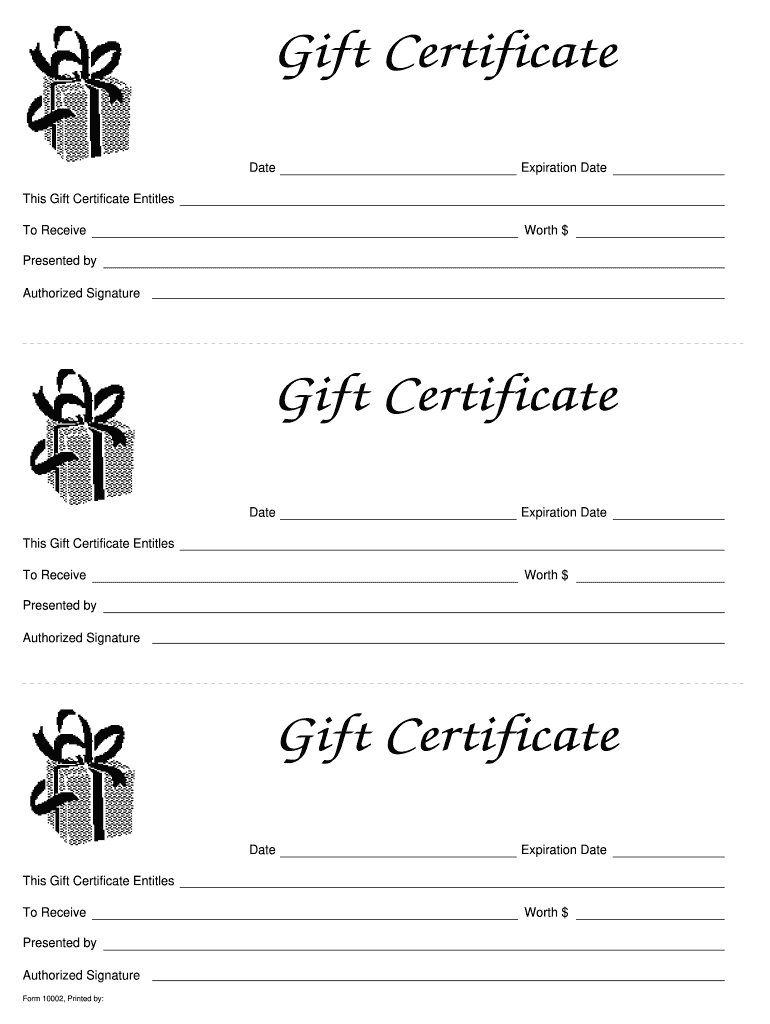 Gift Certificate Template - Fill Online, Printable, Fillable within Free Printable Gift Card Template