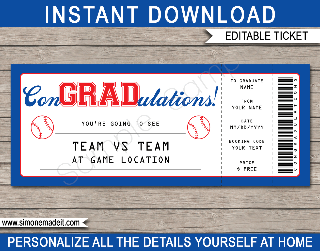 Graduation Baseball Gift Tickets regarding Free Printable Baseball Ticket Template