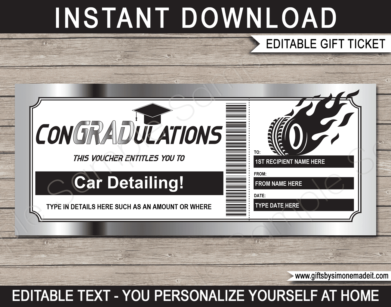 Graduation Car Detailing Gift Voucher - Silver intended for Free Printable Car Wash Gift Certificate Template