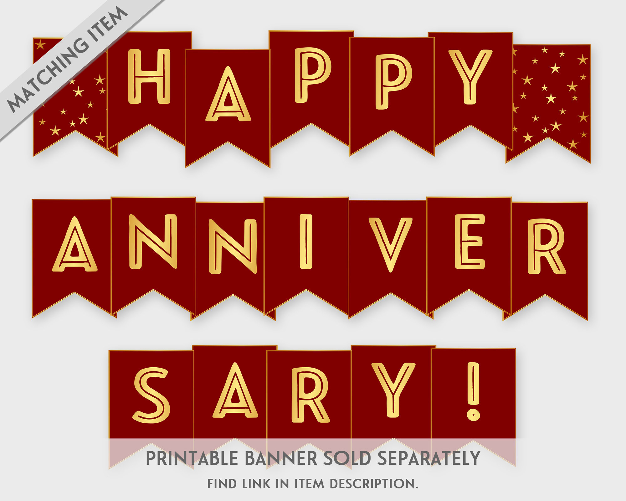 Happy Anniversary Printable Banner, Black &amp;amp; Gold Anniversary Party intended for Free Printable Anniversary Banner Template