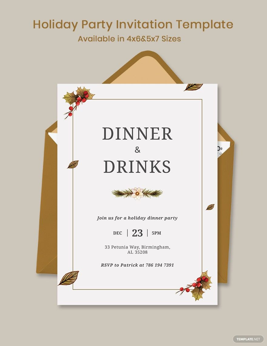 Holiday Dinner Party Invitation Template In Pages, Outlook, Word with regard to Free Printable Dinner Party Invitations Template