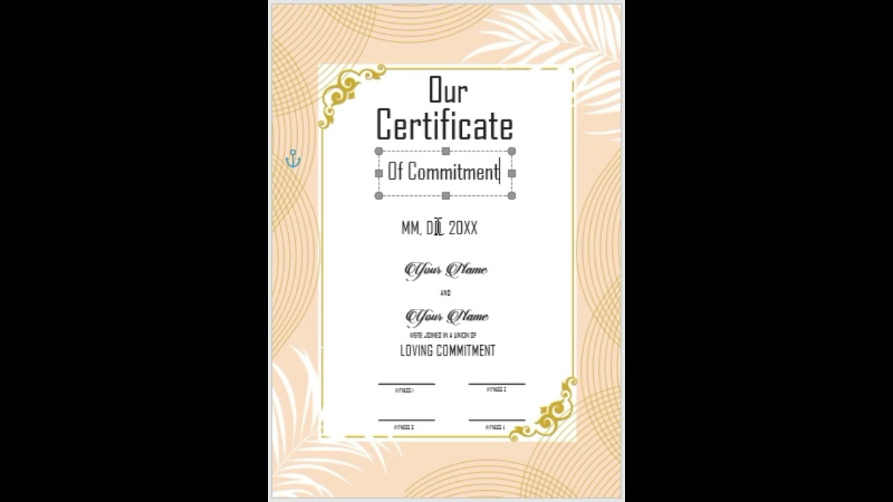 Honor Your Love: Create A Beautiful Commitment Certificate inside Free Printable Commitment Certificate Template